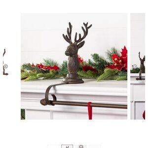 Transpac Iron Reindeer Stocking Holder for Home Christmas Decoration